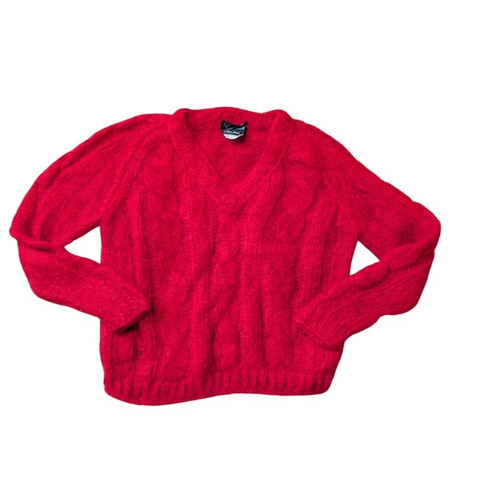 1960's Vintage Limited Edition Helen Harper Women’s Sweater Red Wool Cable Knit